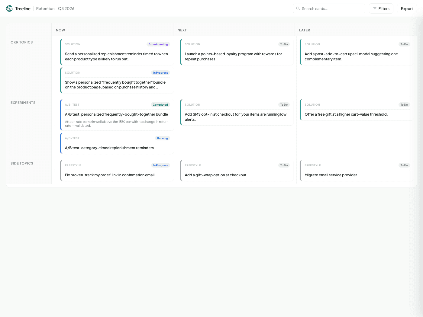 Q3 2026 roadmap, retention — example tree